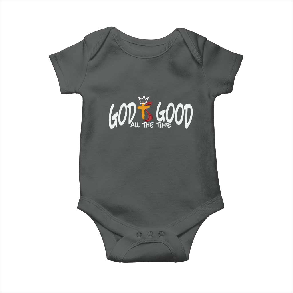 Jesus Christian Baby Onesie God Is Good All The Time TS14 Dark Heather Print Your Wear