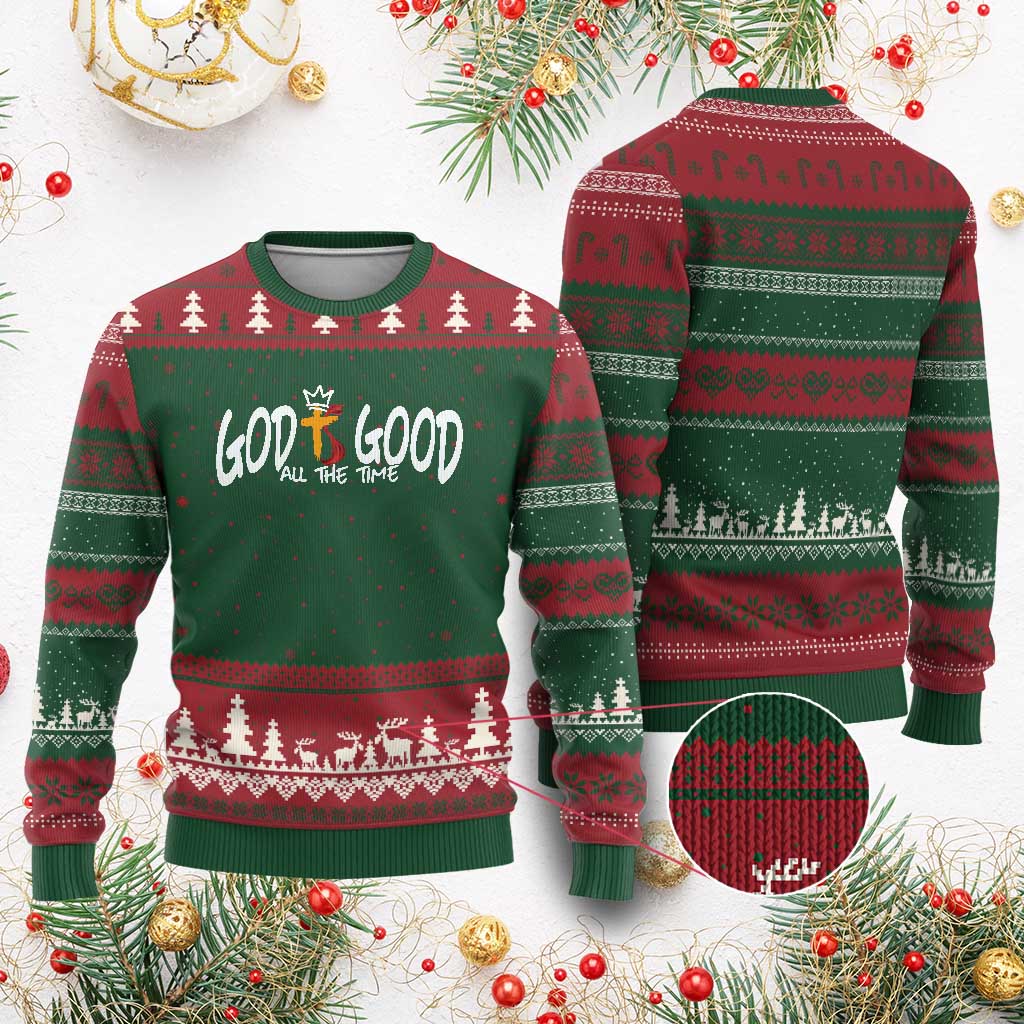 Jesus Christian Ugly Christmas Sweater God Is Good All The Time TS14 Red Green Print Your Wear
