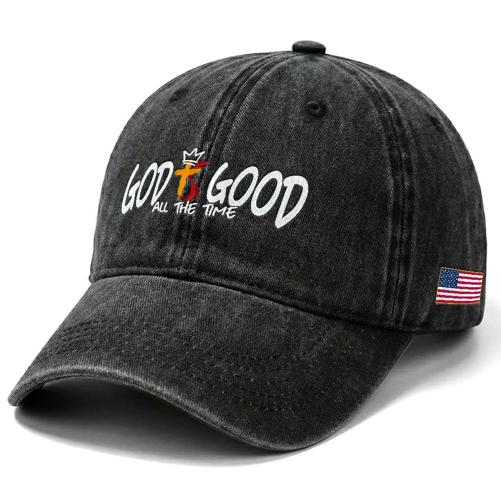 Jesus Christian Washed Cotton Baseball Cap God Is Good All The Time TS14 Print Your Wear