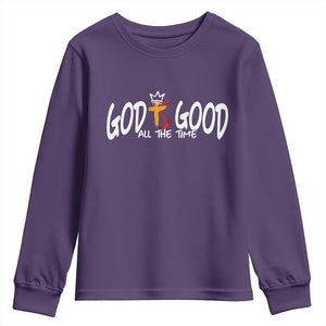 Jesus Christian Youth Sweatshirt God Is Good All The Time TS14 Purple Print Your Wear