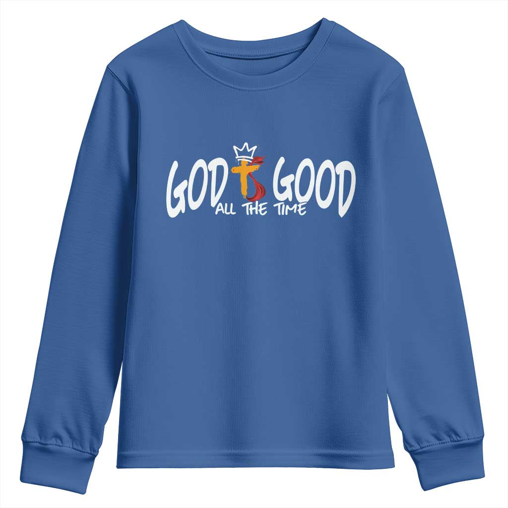 Jesus Christian Youth Sweatshirt God Is Good All The Time TS14 Royal Blue Print Your Wear