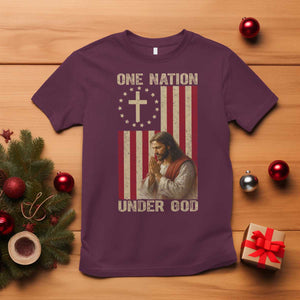 Jesus Christian T Shirt One Nation Under God TS14 Maroon Print Your Wear