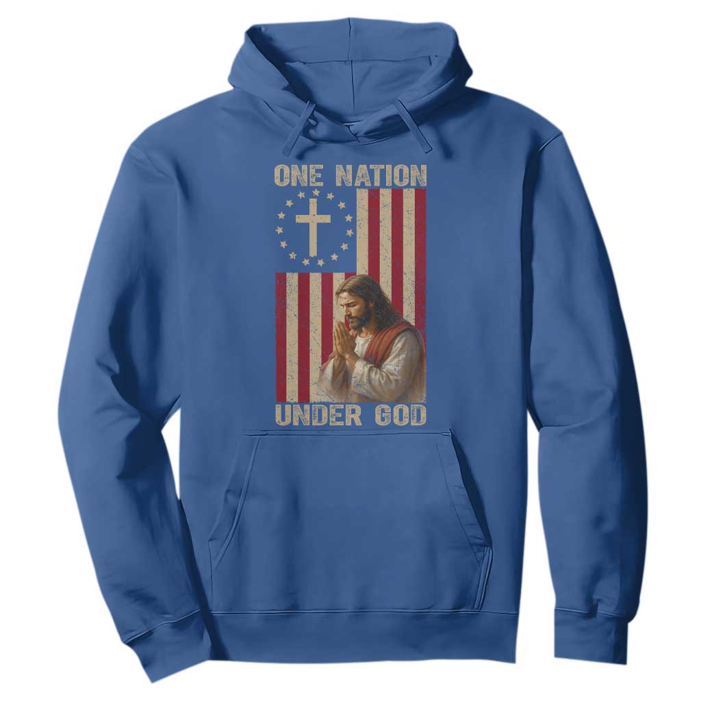 Jesus Christian Hoodie One Nation Under God TS14 Royal Blue Print Your Wear