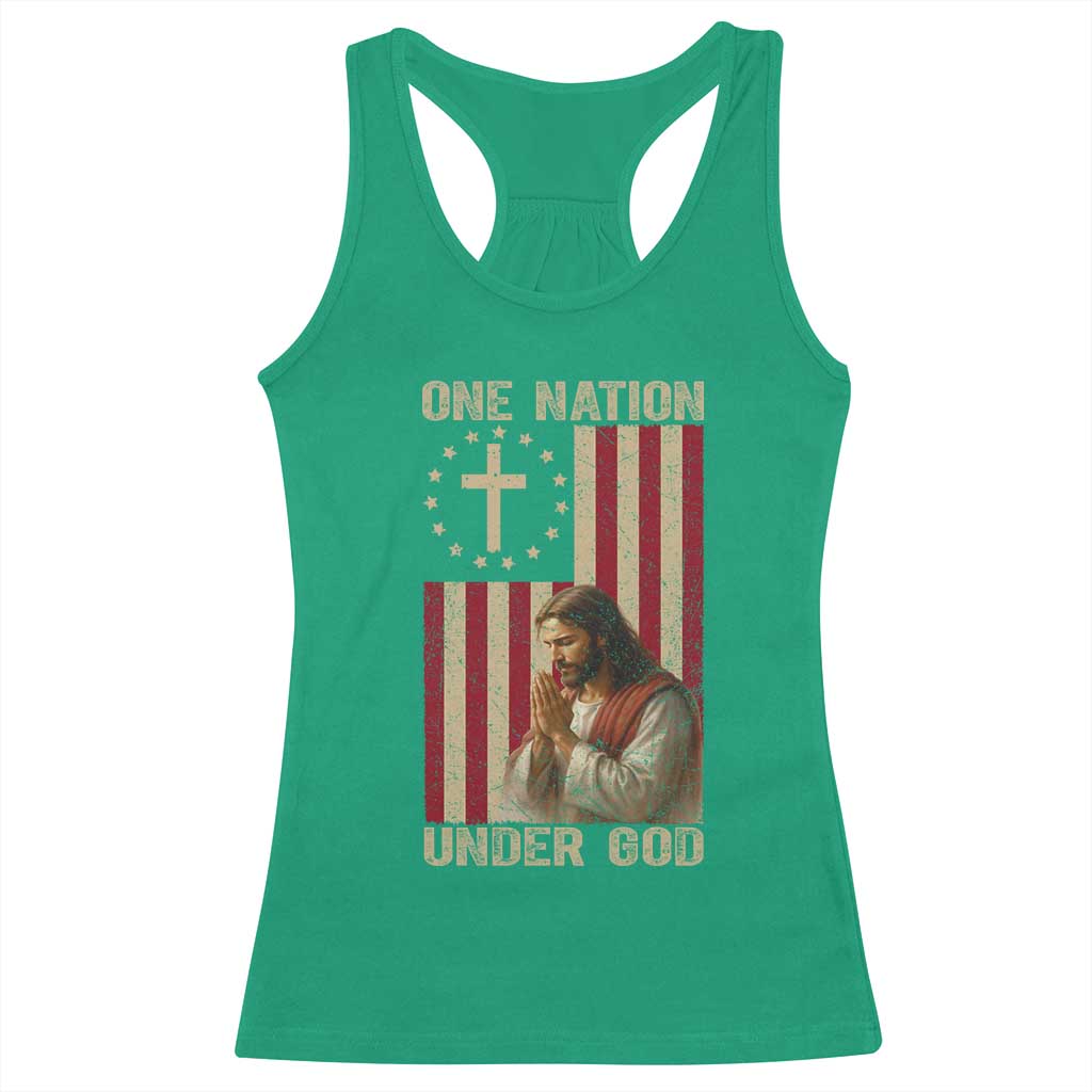 Jesus Christian Racerback Tank Top One Nation Under God TS14 Irish Green Print Your Wear