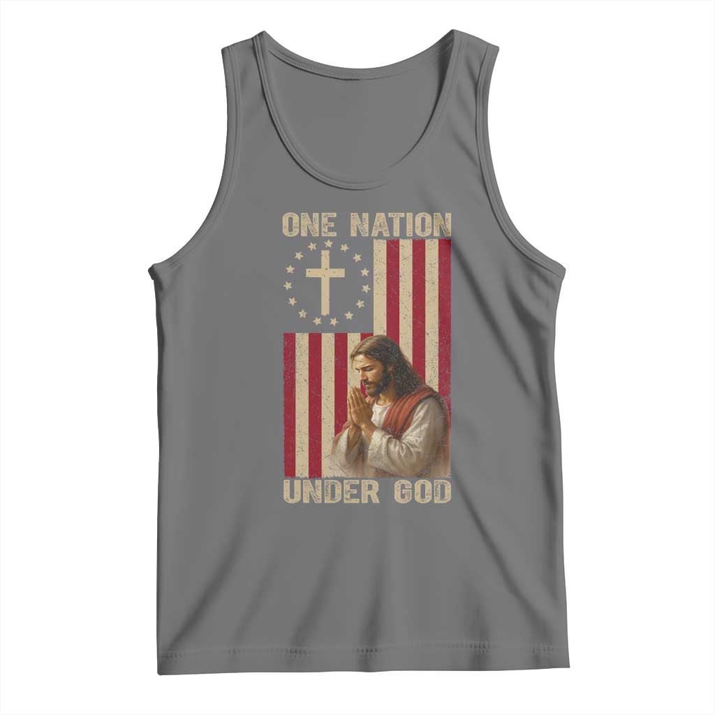 Jesus Christian Tank Top One Nation Under God TS14 Black Heather Print Your Wear