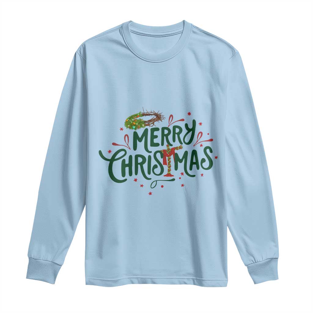 Jesus Christian Christmas Long Sleeve Shirt TS14 Light Blue Print Your Wear