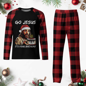 Funny Jesus Christmas Plaid Pajama Set Go Jesus It Is Your Birthday TS14 Buffalo Plaid Print Your Wear