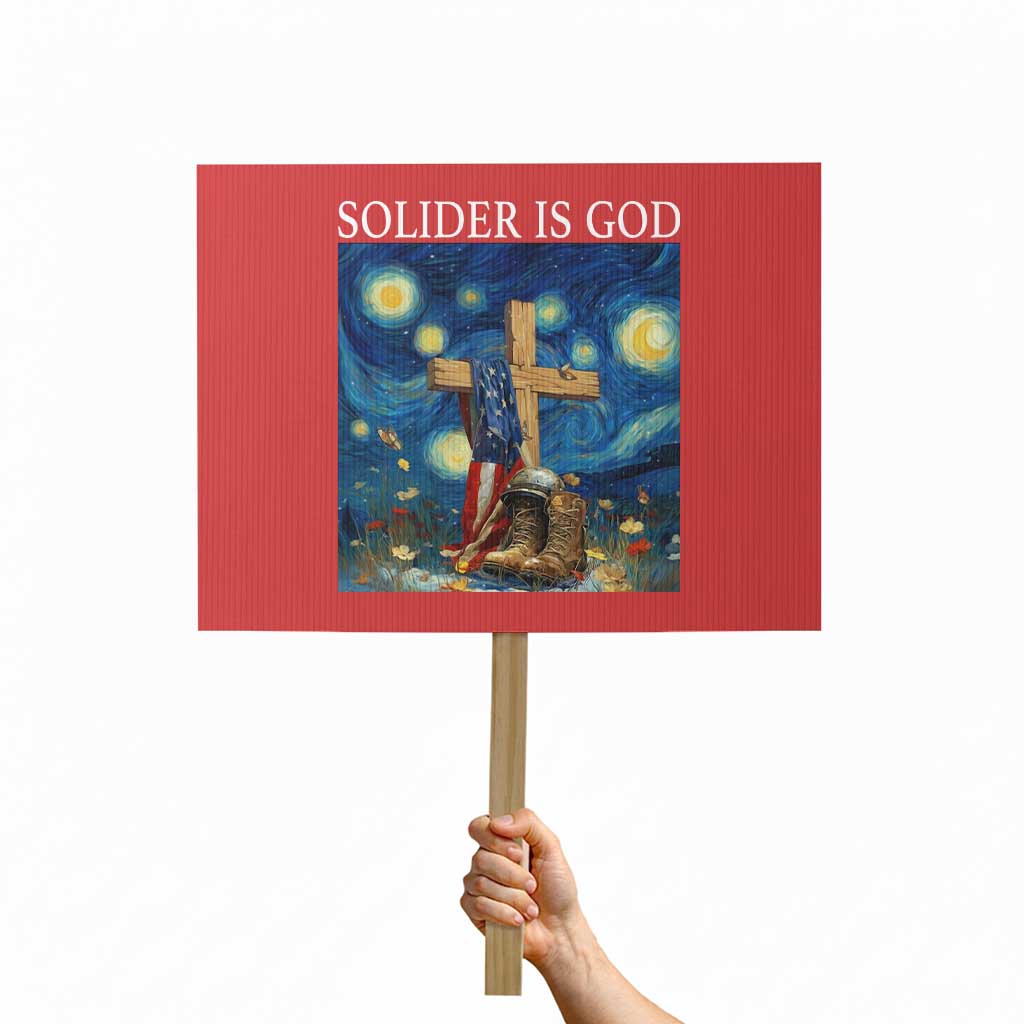 Army Christian Protest Sign Soldier Cross Starry Night Faith Patriotic Jesus TS14 Horizontal 18