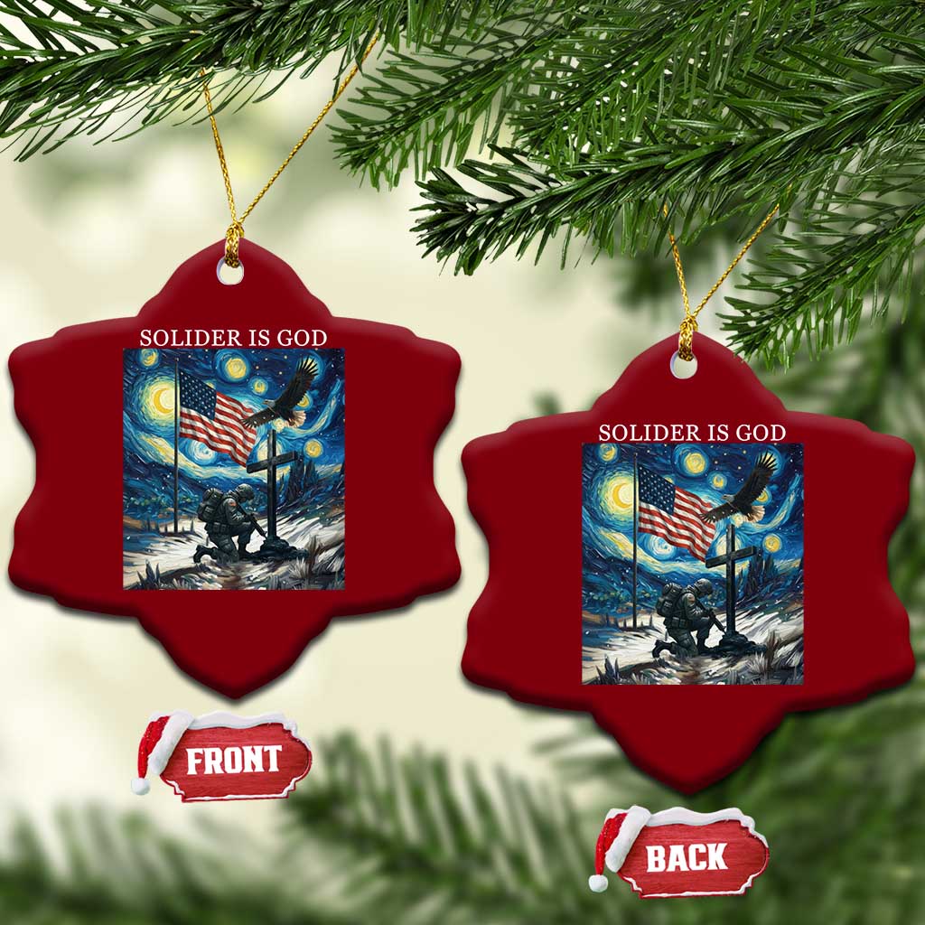 Solider Army Christian Ceramic Ornament Cross Starry Night Faith Patriotic Jesus TS14 Print Your Wear