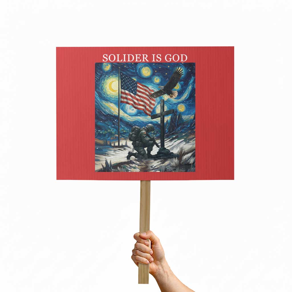 Solider Army Christian Protest Sign Cross Starry Night Faith Patriotic Jesus TS14 Horizontal 18
