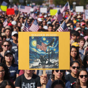 Solider Army Christian Protest Sign Cross Starry Night Faith Patriotic Jesus TS14 Horizontal 18" × 24" Yellow Print Your Wear