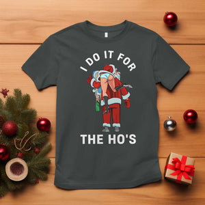 Funny Santa Christmas T Shirt I Do It For The Ho Ho Ho TS14 Dark Heather Print Your Wear