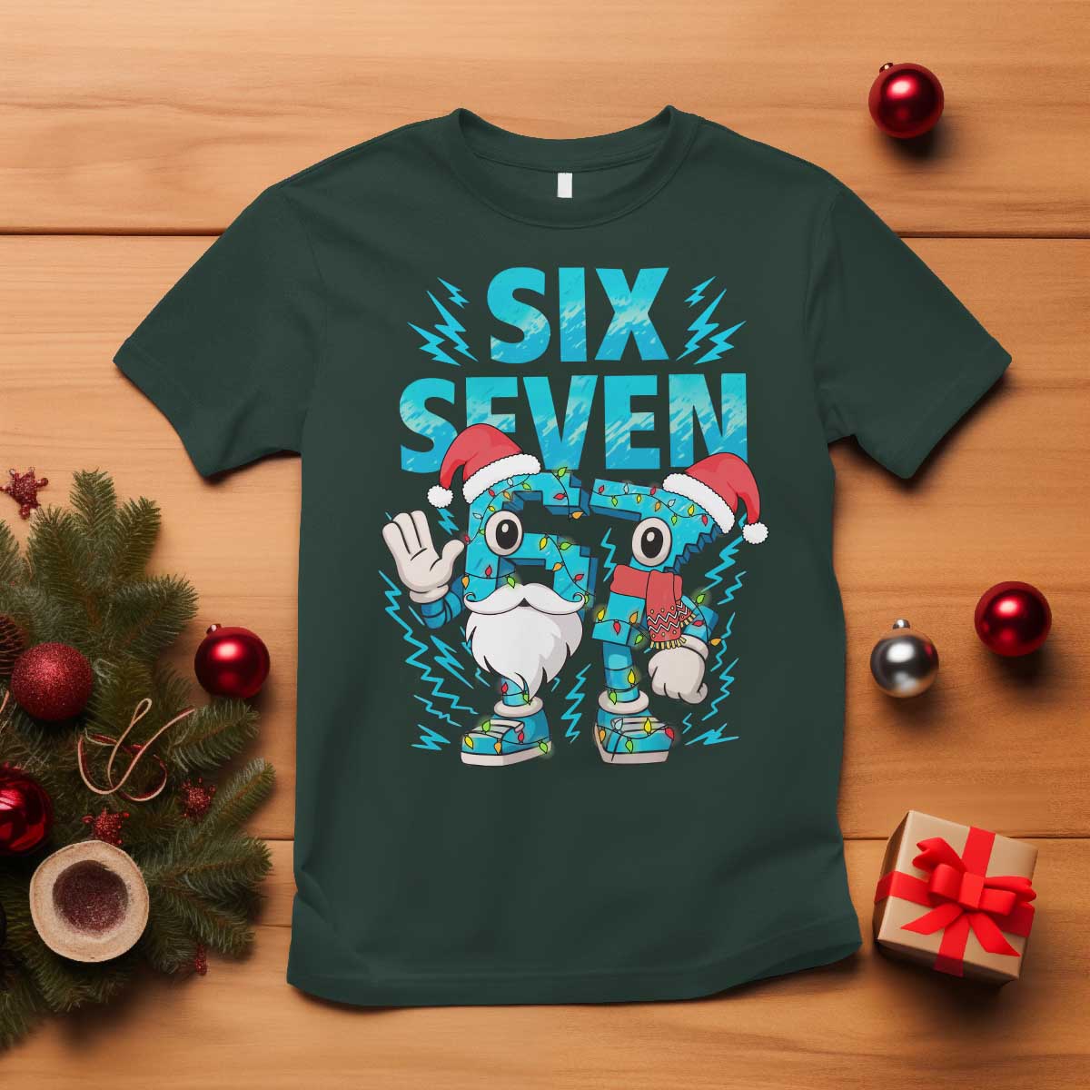 67 Six Seven Christmas T Shirt Funny Italian Brainrot Meme TS14 Dark Forest Green Print Your Wear