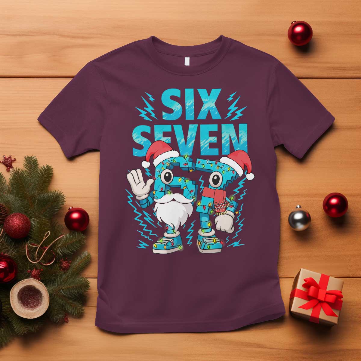 67 Six Seven Christmas T Shirt Funny Italian Brainrot Meme TS14 Maroon Print Your Wear