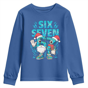 67 Six Seven Christmas Youth Sweatshirt Funny Italian Brainrot Meme TS14 Royal Blue Print Your Wear