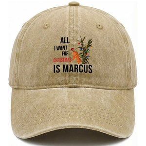 Marcus The Worm Robert Meme Washed Cotton Baseball Cap All I Want For Christmas Is Marcus TS14 Washed Cap Universal Fit Khaki Print Your Wear