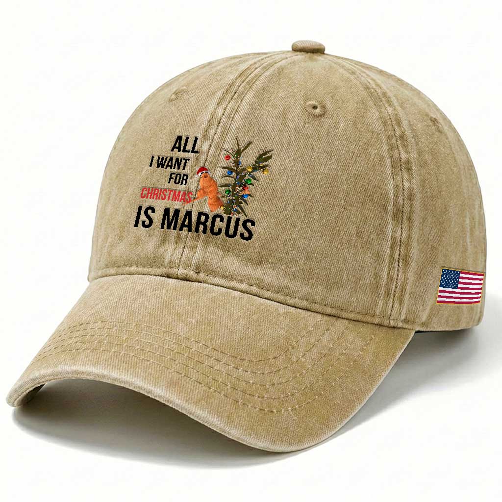 Marcus The Worm Robert Meme Washed Cotton Baseball Cap All I Want For Christmas Is Marcus TS14 Print Your Wear