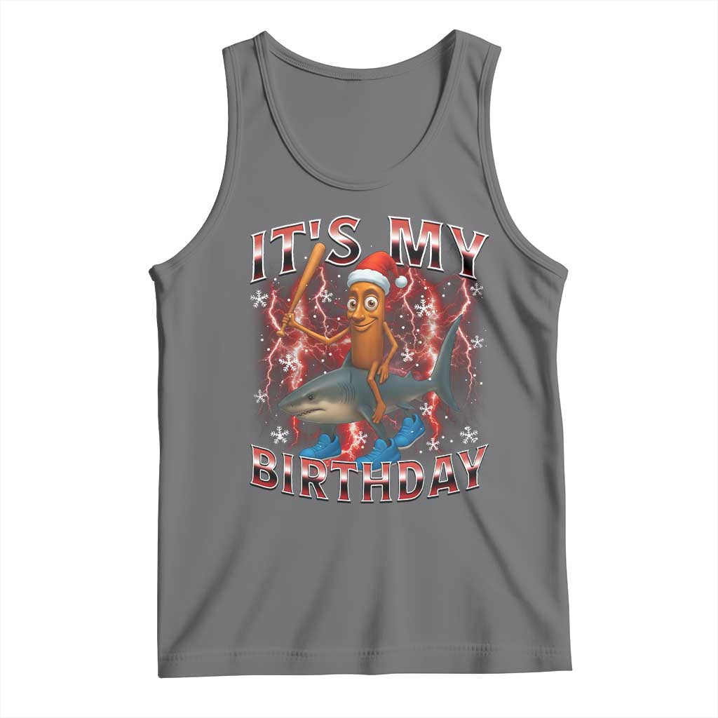 Italian Brainrot Christmas Meme Tank Top It Is My Birthday TS14 Black Heather Print Your Wear
