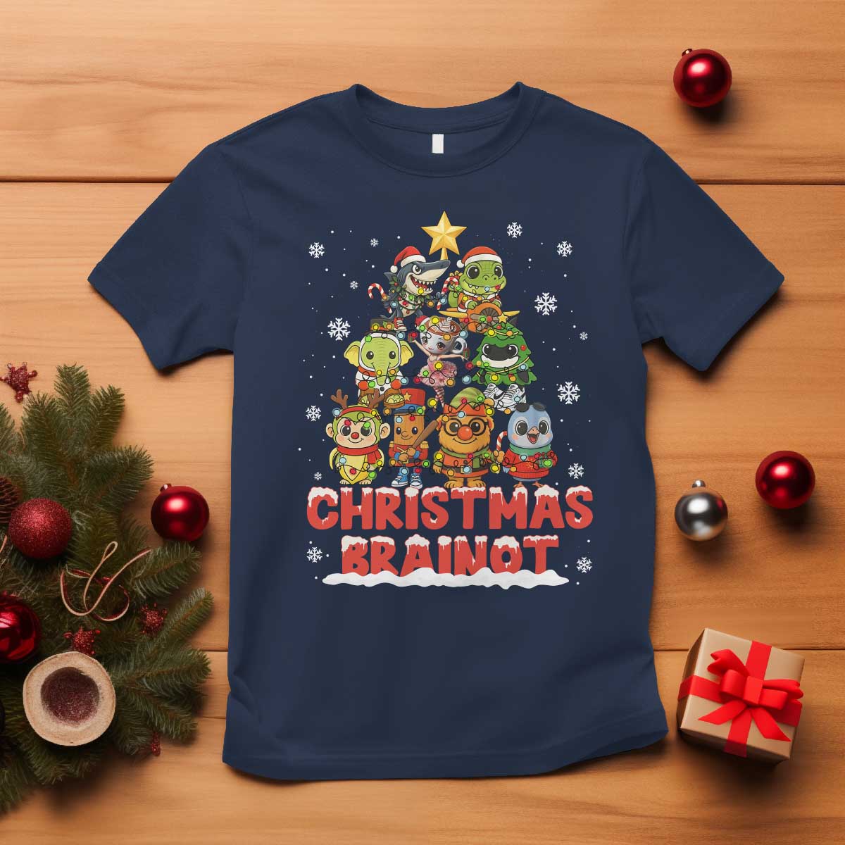 Italian Brainrot Christmas Tree Meme T Shirt TS14 Navy Print Your Wear