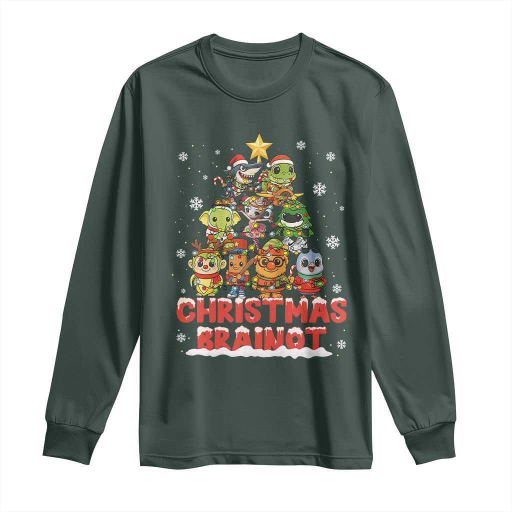 Italian Brainrot Christmas Tree Meme Long Sleeve Shirt TS14 Dark Forest Green Print Your Wear
