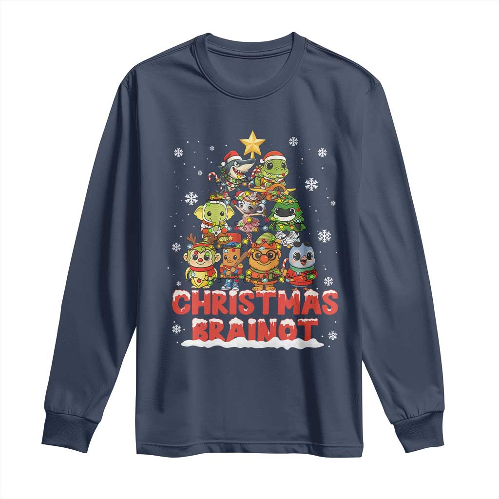 Italian Brainrot Christmas Tree Meme Long Sleeve Shirt TS14 Navy Print Your Wear