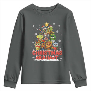 Italian Brainrot Christmas Tree Meme Youth Sweatshirt TS14 Dark Heather Print Your Wear