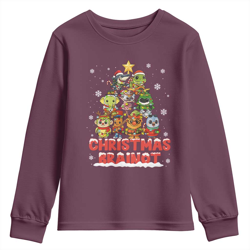 Italian Brainrot Christmas Tree Meme Youth Sweatshirt TS14 Maroon Print Your Wear