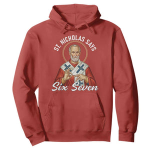 Funny Six Seven Meme Hoodie Saint Nicholas Says 67 Gen Alpha Slang TS14 Red Print Your Wear