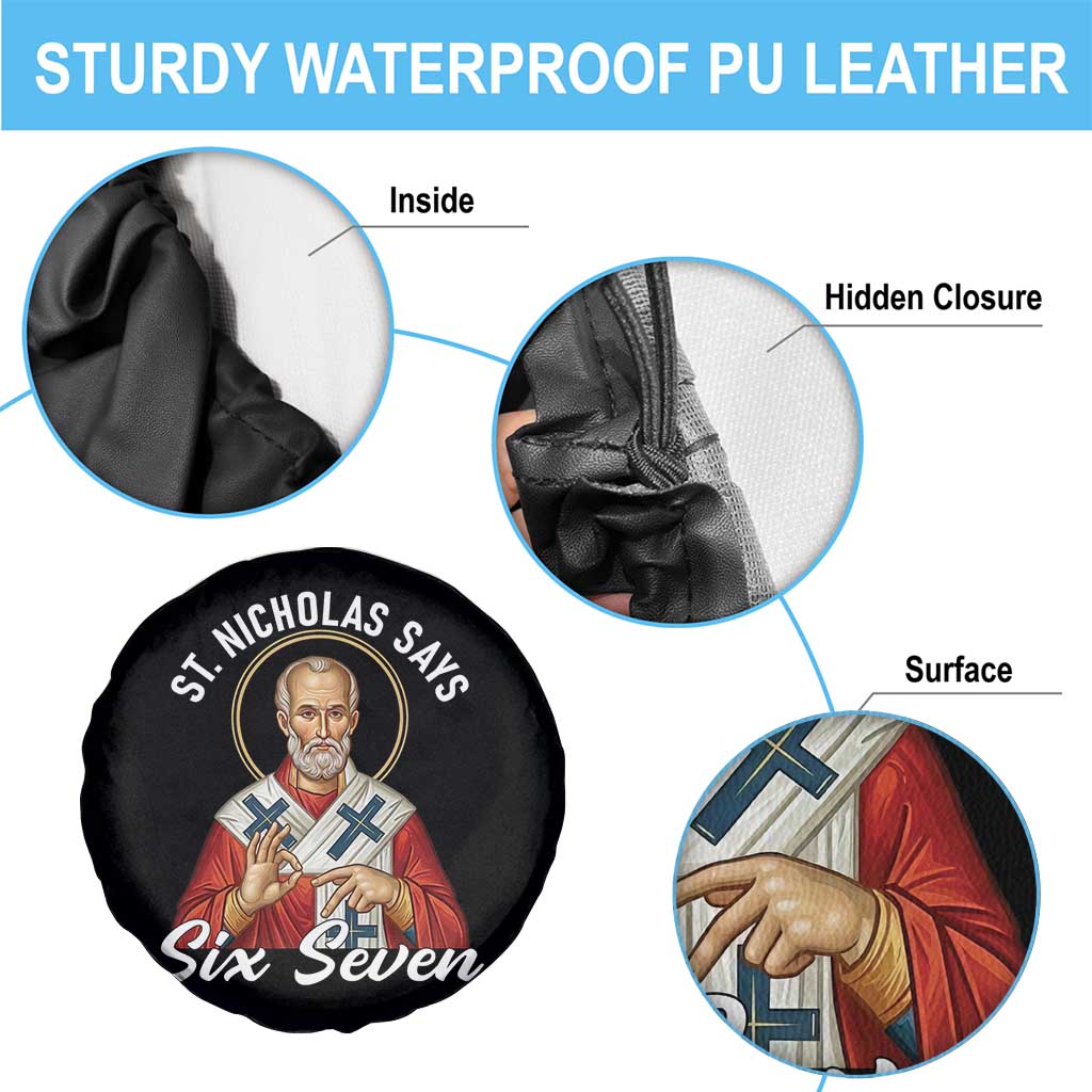 Funny Six Seven Meme Spare Tire Cover Saint Nicholas Says 67 Gen Alpha Slang TS14 Print Your Wear