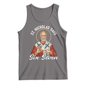 Funny Six Seven Meme Tank Top Saint Nicholas Says 67 Gen Alpha Slang TS14 Deep Heather Print Your Wear