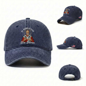 Funny Six Seven Meme Washed Cotton Baseball Cap Saint Nicholas Says 67 Gen Alpha Slang TS14 Washed Cap Universal Fit Navy Print Your Wear