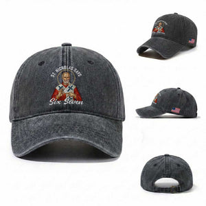 Funny Six Seven Meme Washed Cotton Baseball Cap Saint Nicholas Says 67 Gen Alpha Slang TS14 Washed Cap Universal Fit Dark Gray Print Your Wear