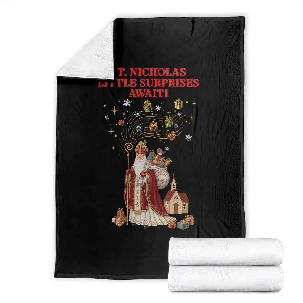 Saint Nicholas Santa Claus Christmas Throw Blanket Little Surprises Awaiti TS14 Black Print Your Wear