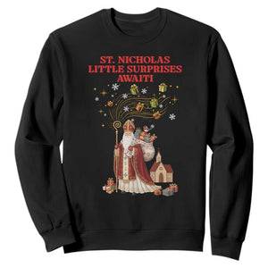 Saint Nicholas Santa Claus Christmas Sweatshirt Little Surprises Awaiti TS14 Black Print Your Wear