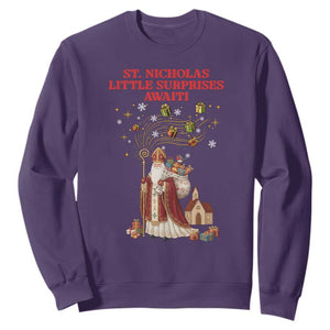 Saint Nicholas Santa Claus Christmas Sweatshirt Little Surprises Awaiti TS14 Purple Print Your Wear