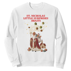 Saint Nicholas Santa Claus Christmas Sweatshirt Little Surprises Awaiti TS14 White Print Your Wear
