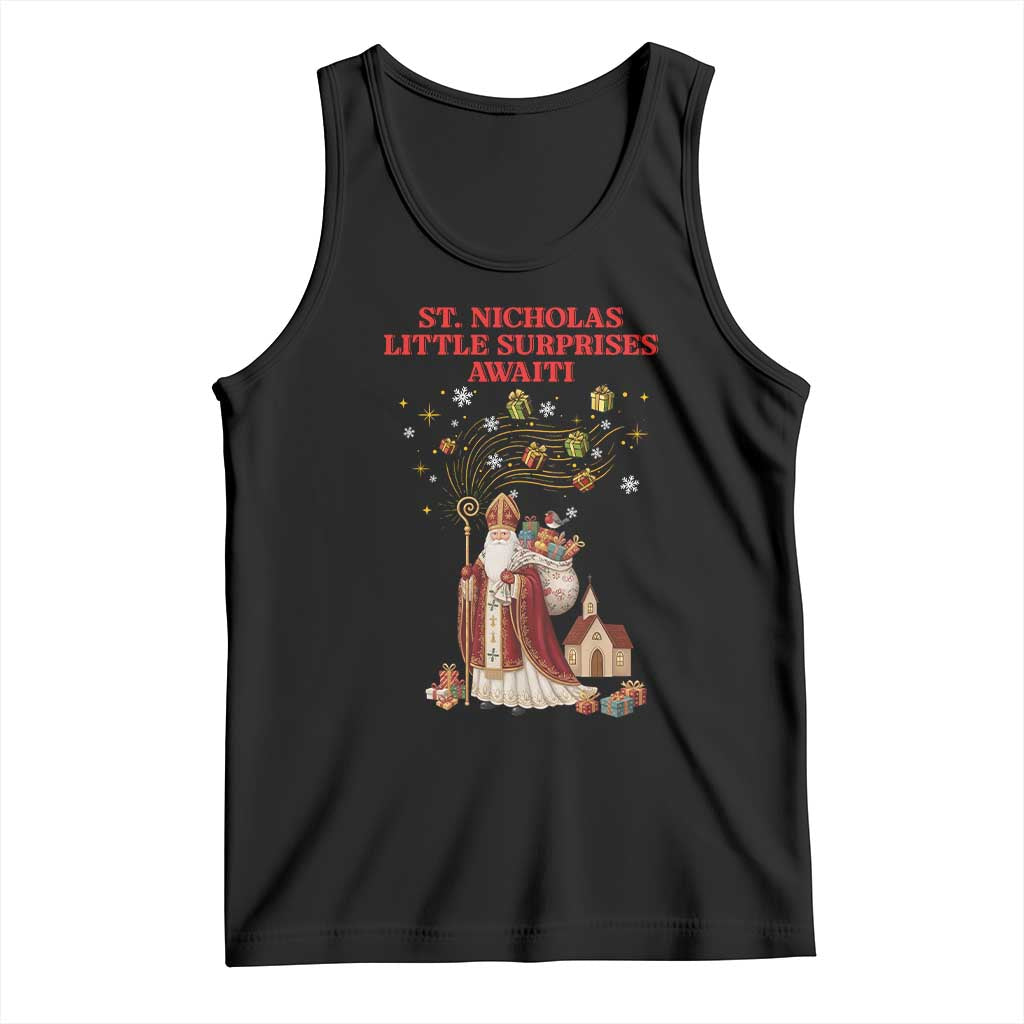 Saint Nicholas Santa Claus Christmas Tank Top Little Surprises Awaiti TS14 Black Print Your Wear