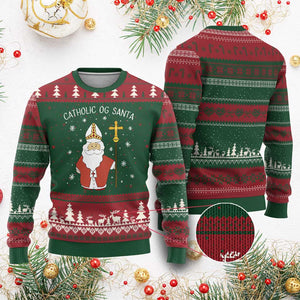 Saint Nicholas Catholic Xmas Ugly Christmas Sweater TS14 Red Green Print Your Wear