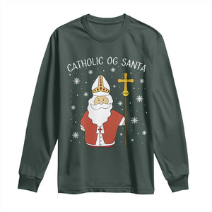 Saint Nicholas Catholic Christmas Long Sleeve Shirt TS14 Dark Forest Green Print Your Wear