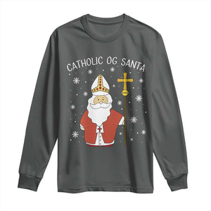 Saint Nicholas Catholic Christmas Long Sleeve Shirt TS14 Dark Heather Print Your Wear