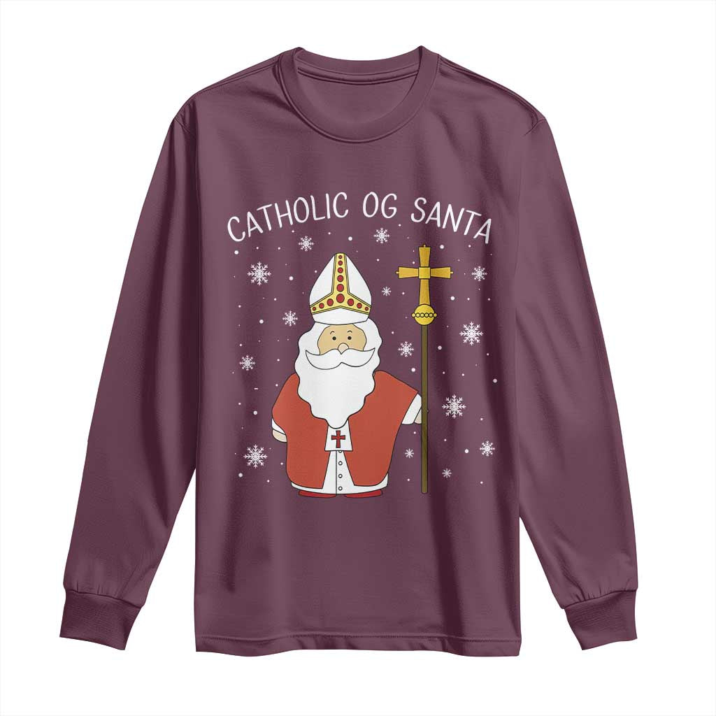 Saint Nicholas Catholic Christmas Long Sleeve Shirt TS14 Maroon Print Your Wear