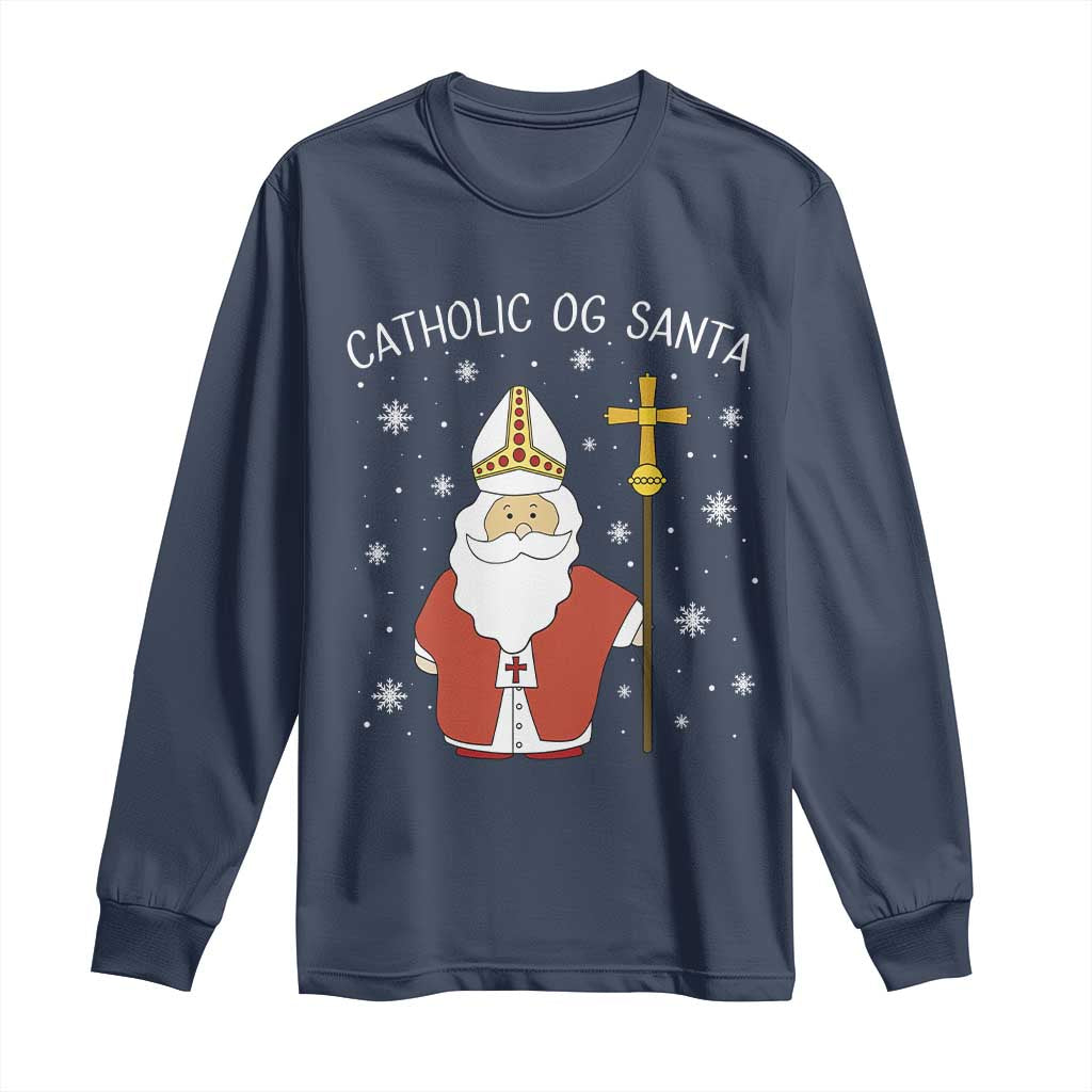 Saint Nicholas Catholic Christmas Long Sleeve Shirt TS14 Navy Print Your Wear