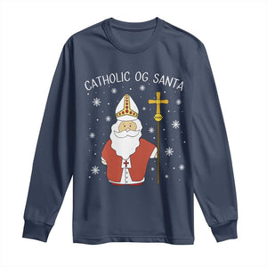 Saint Nicholas Catholic Christmas Long Sleeve Shirt TS14 Navy Print Your Wear
