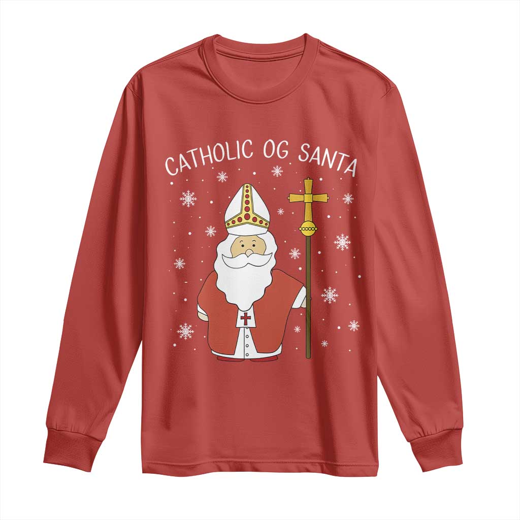 Saint Nicholas Catholic Christmas Long Sleeve Shirt TS14 Red Print Your Wear