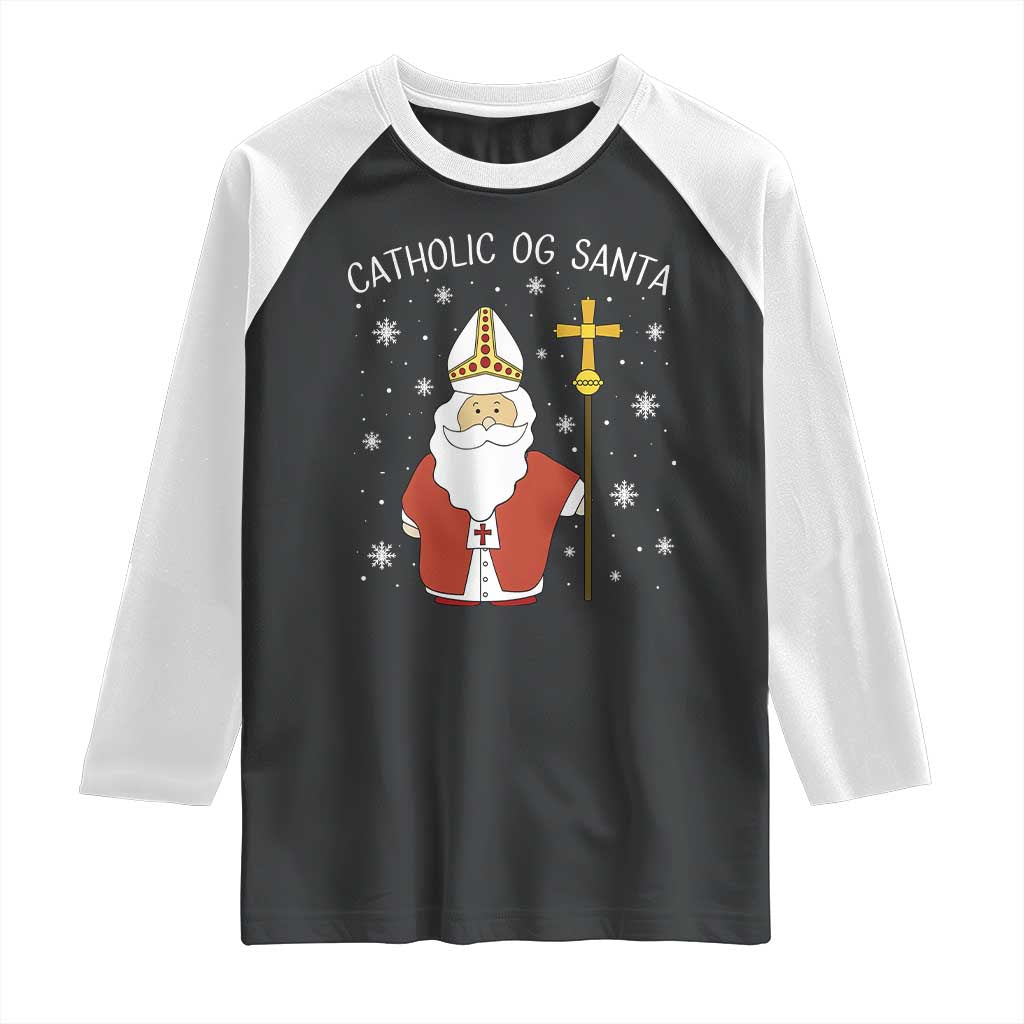 Saint Nicholas Catholic Christmas Raglan Shirt TS14 Black White Print Your Wear