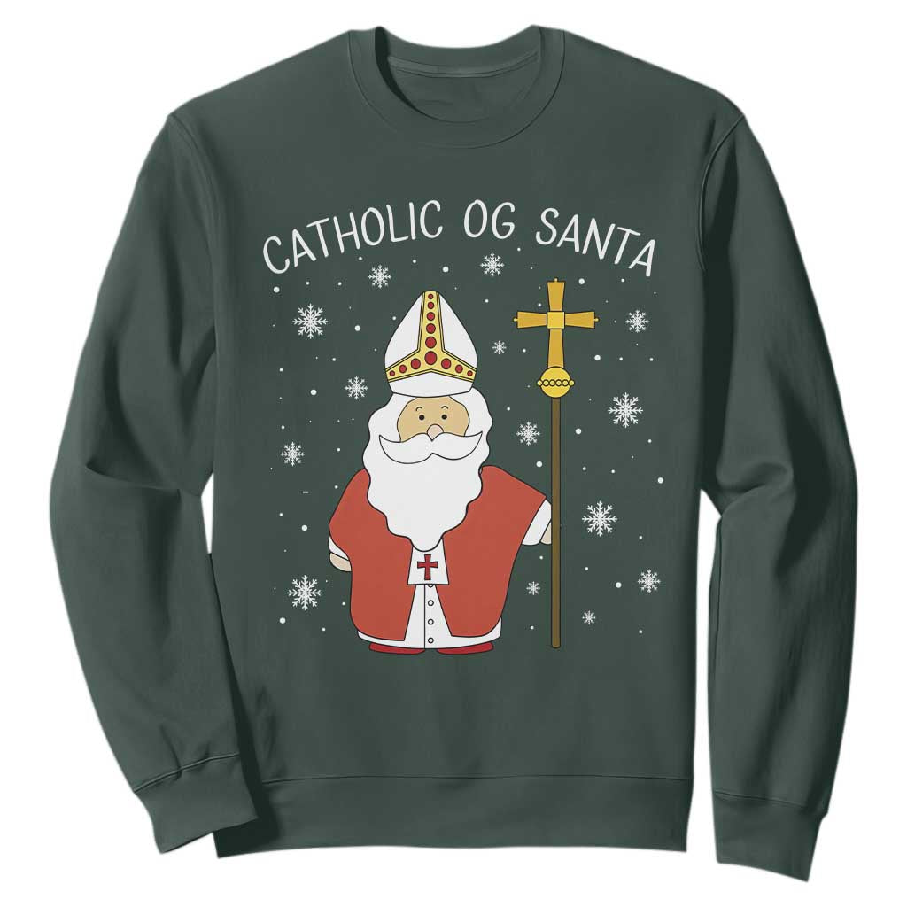Saint Nicholas Catholic Christmas Sweatshirt TS14 Dark Forest Green Print Your Wear