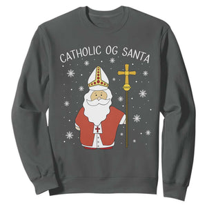 Saint Nicholas Catholic Christmas Sweatshirt TS14 Dark Heather Print Your Wear