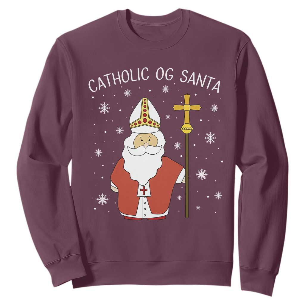 Saint Nicholas Catholic Christmas Sweatshirt TS14 Maroon Print Your Wear