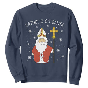 Saint Nicholas Catholic Christmas Sweatshirt TS14 Navy Print Your Wear
