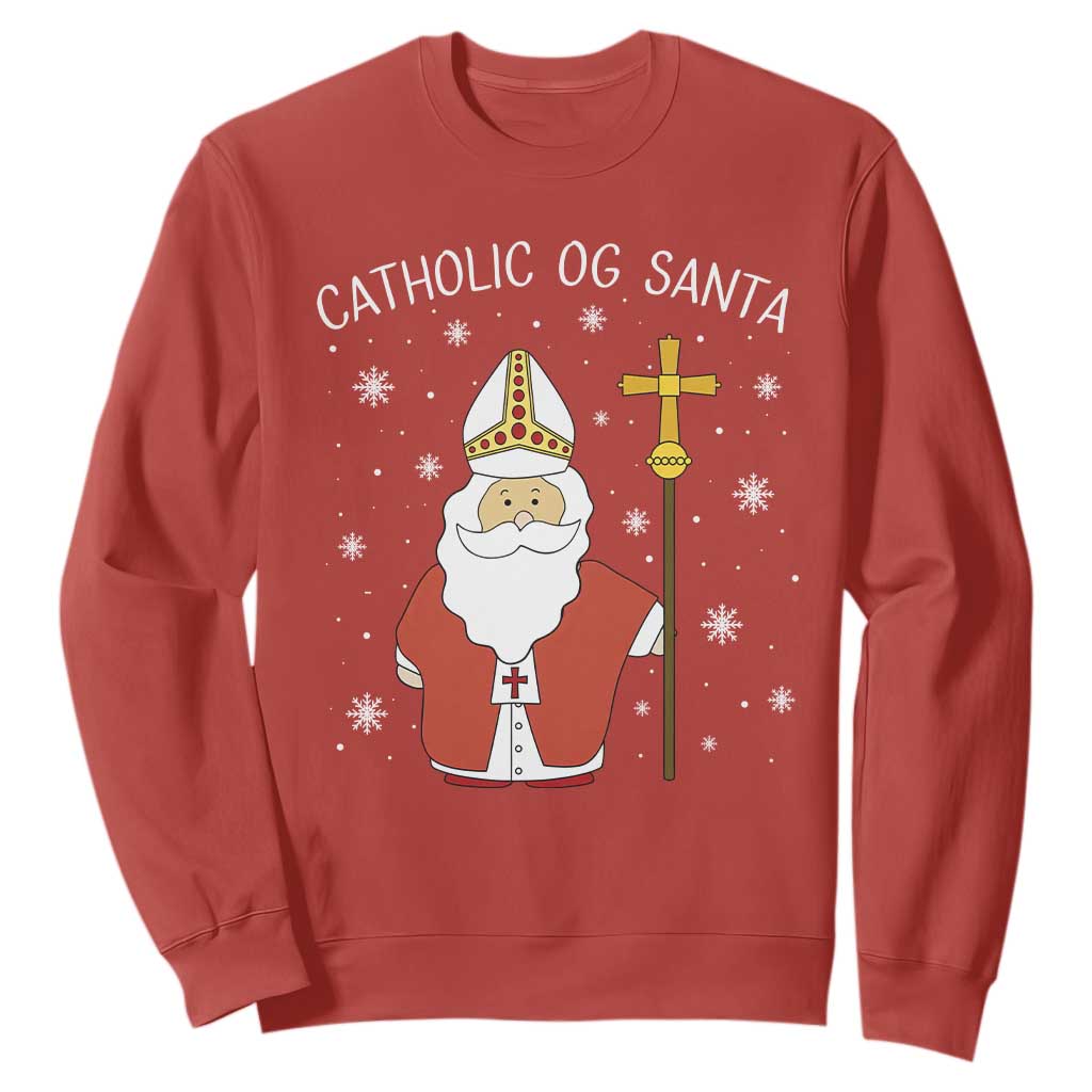 Saint Nicholas Catholic Christmas Sweatshirt TS14 Red Print Your Wear